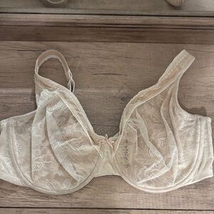 Lace Unlined Full Coverage Bra in Cream